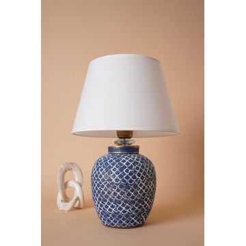 Lampa de masa, Opviq, 687HMY2207, Albastru/Alb