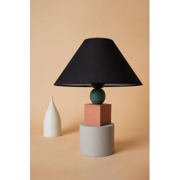 Lampa de masa, Opviq, 687HMY2295, Gri deschis / Roșu-țiglă / Negru / Verde
