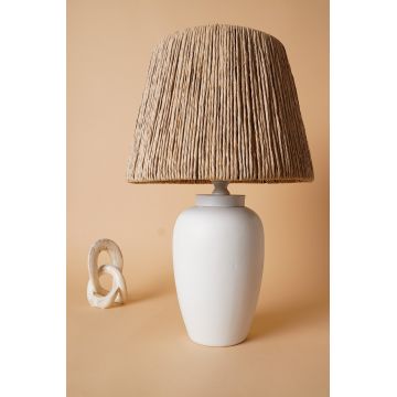 Lampa de masa, Opviq, 687HMY2299, Alb / Stejar