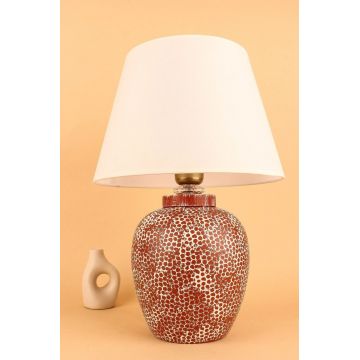 Lampa de masa, Opviq, 687HMY2380, Tigla Roșu/Alb