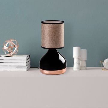 Lampa de masa, Opviq, 892OPV2552, Negru / Maro deschis