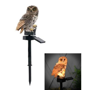 Lampa solara LED bufnita exterior, rezistenta interperii, IP67, 40mAh, 0,2 W, 1,2V, 43 x 15cm, maro