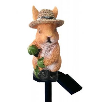 Lampa solara LED de exterior, 2W, figurina iepure, IP67, 400mAh, 1,2V, 43 cm, maro