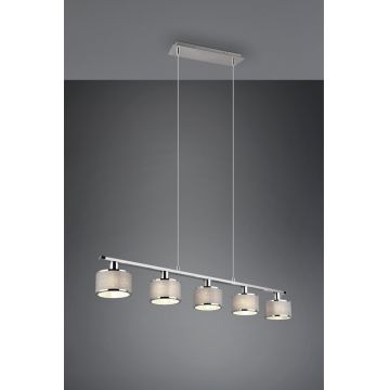 Lustra Kaprun, TRIO, 92x12x150 cm, 28W, 5x E14, metal, argintiu/gri