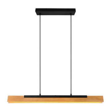 LustrÄnegru-mat LED cu abajur din lemn Kerala âu0080Trio