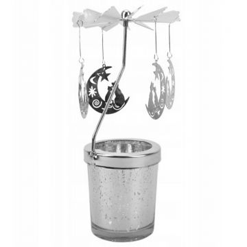 Ornament rotativ lumanari, plastic, 16 x 6cm, gri