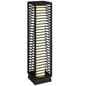 Outsunny Felinar Solar de Exterior din rășină împletită lampadar fără fir reîncărcabil senzor de lumină 16 x 16 x 68 cm negru | Aosom Romania