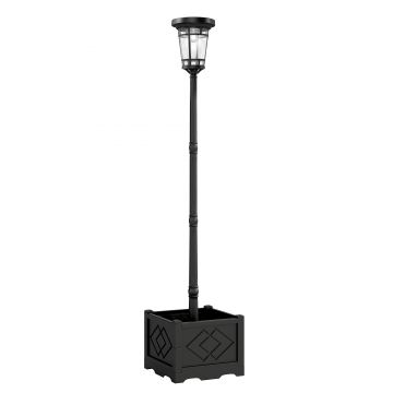 Outsunny Lanternă solară lampă de podea cu ghiveci 195cm Lampa de grădină exterioară cu 2 trepte de luminozitate comutator de control al luminii IP44 | Aosom Romania