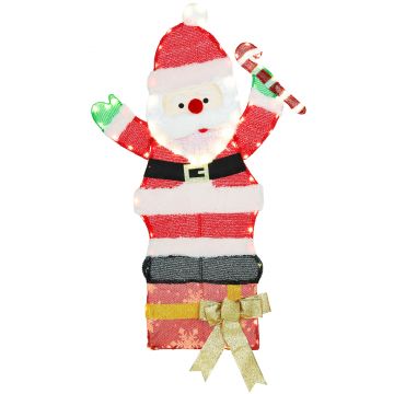 Outsunny Moș Crăciun luminos de 90 cm cu 97 LED-uri alb cald, decorațiune de Crăciun pentru interior și exterior | Aosom Romania