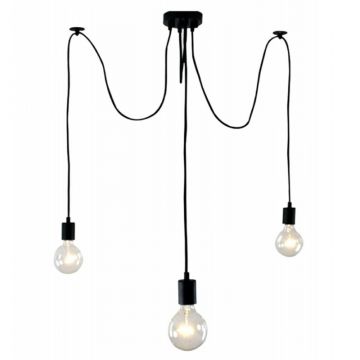 Plafoniera 3 LED-uri suspendate, soclu E27, 50Hz, 230V, negru