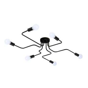 Plafoniera interior, 6 LED-uri E27, 50Hz, 60W, 230V, 10 x 69 x 109 cm, negru