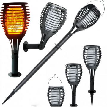 Torta solara decorativa LED, efect flacara reala, 1700K, inaltime 25 cm, IP44, 3 moduri utilizare